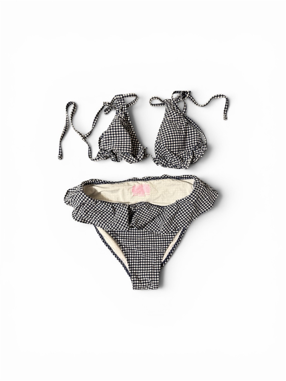 VS PINK Gingham Ruffle Two-Piece Bikini - Black & White